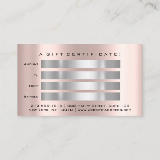 ギフト券爪、 ネイルメイクアップまつ毛バラ滴 名刺 (裏面)