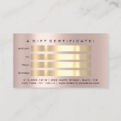 ギフト券爪、 ネイルメイクアップまつ毛バラ金ゴールド 名刺 (裏面)