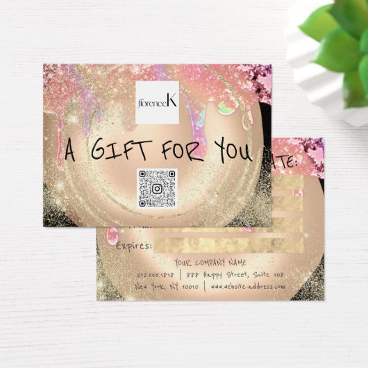ギフト券爪、 ネイル金ゴールドメイクアップドライブQRコード (デスク)