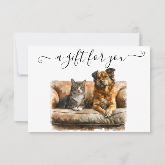 ギフト券犬猫ペット着座歩く (正面)