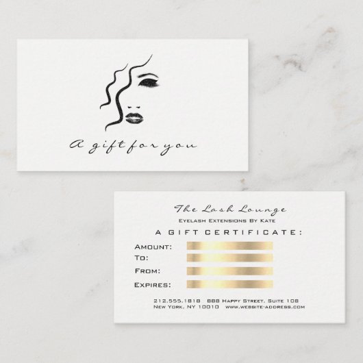 ギフト券白黒金ゴールドまぶし化粧 割引カード (正面/裏面)