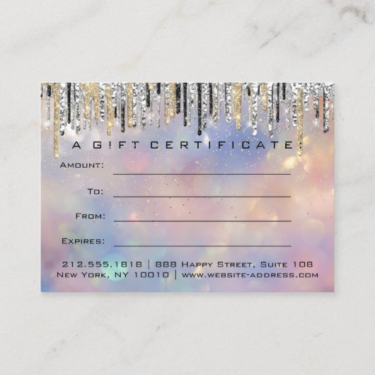 ギフト券美しいショップヘア爪、 ネイル自筆証書 名刺 (裏面)