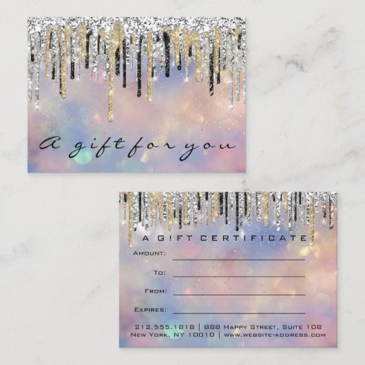 ギフト券美しいショップヘア爪、 ネイル自筆証書 名刺 (正面/裏面)