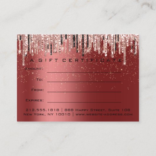 ギフト券美しいショップ美容師ブルゴーニュ 名刺 (裏面)