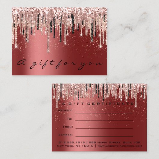 ギフト券美しいショップ美容師ブルゴーニュ 名刺 (正面/裏面)