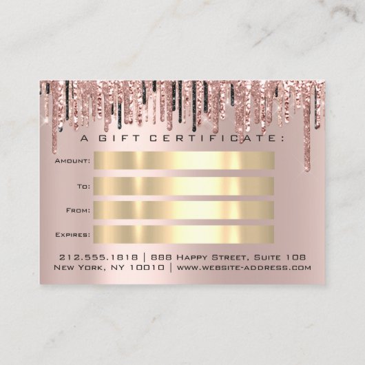 ギフト券美しいメイクアップまつ毛バラ滴 名刺 (裏面)