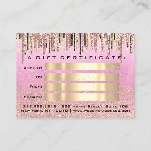 ギフト券美容師グリッター金ゴールド化粧 名刺 (裏面)