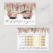 ギフト券美容師バラ金ゴールドメイクアップWhit 名刺 (正面/裏面)