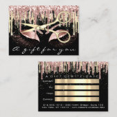 ギフト券美容師バラ金ゴールド鋏 名刺 (正面/裏面)