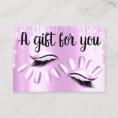 ギフト券美容師爪、 ネイルピンクドリップ 名刺 (正面)