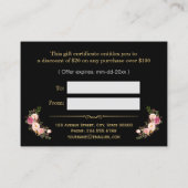 ギフト券金ゴールドフローラ白黒ストライプ 割引カード (裏面)