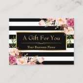 ギフト券金ゴールドフローラ白黒ストライプ 割引カード (正面)