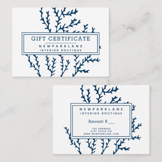 ギフト券青海苔パターン海テーマ 名刺 (正面/裏面)