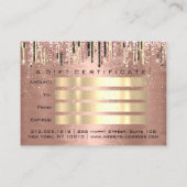 ギフト券100ピースバラ金ゴールドドリップメイクアップ 名刺 (裏面)