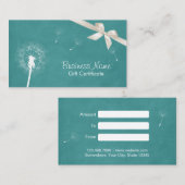 ギフト券|のエレガントなティール（緑がかった色）の緑のタンポポ 割引カード (正面/裏面)