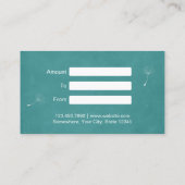 ギフト券|のエレガントなティール（緑がかった色）の緑のタンポポ 割引カード (裏面)