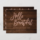 ギフト券 ウッド ローズゴールド こんにちは 招待状 (正面/裏面)