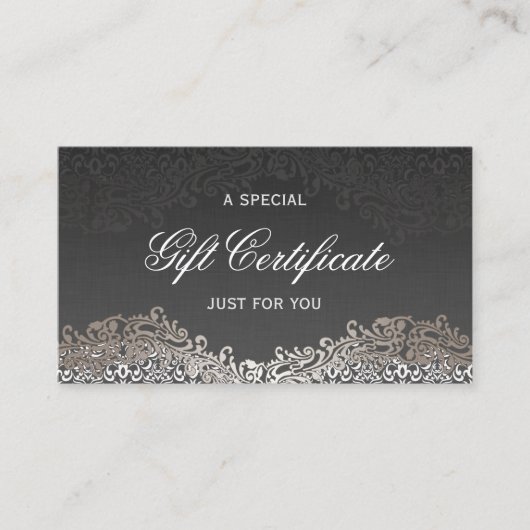 ギフト券 – エレガントヴィンテージシルバーダマスク 割引カード (正面)