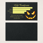 ギフト券 – カボチャ付き黒不気味紙 (正面&裏面)