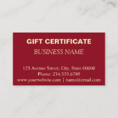 ギフト券、ギフト 名刺 (裏面)