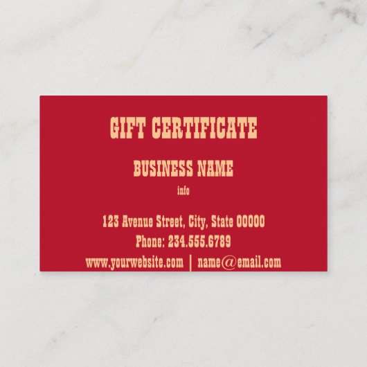 ギフト券、ギフト 名刺 (裏面)