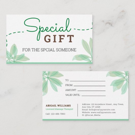 ギフト券:マッサージセラピストサービス 名刺 (正面/裏面)