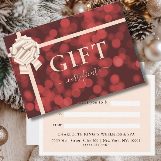 ギフト券 |リボン |赤いグリッター