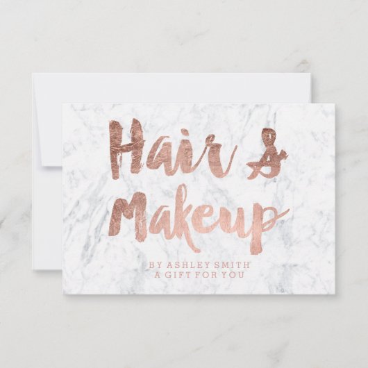 ギフト券 ローズゴールド タイポグラフィー 白大理石 (正面)