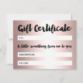 ギフト券 ローズゴールド 美容 スクリプト メタリック (裏面)