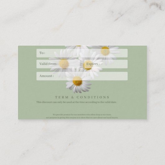 ギフト券 名刺 (裏面)