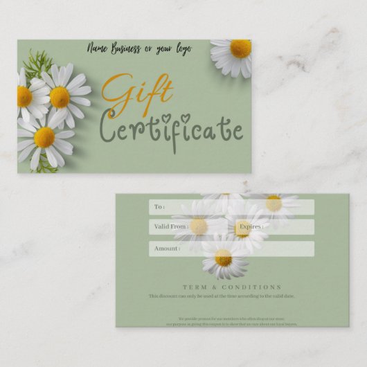 ギフト券 名刺 (正面/裏面)