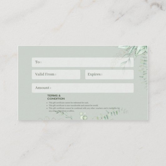 ギフト券 名刺 (裏面)