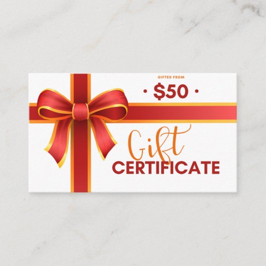 ギフト券 名刺 (正面)