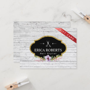 ギフト券-美容師のヴィンテージの花柄 割引カード