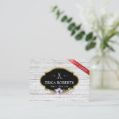 ギフト券-美容師のヴィンテージの花柄 割引カード (スタンド正面)