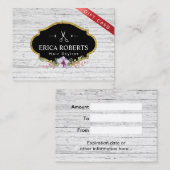 ギフト券-美容師のヴィンテージの花柄 割引カード (正面/裏面)