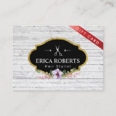 ギフト券-美容師のヴィンテージの花柄 割引カード (正面)