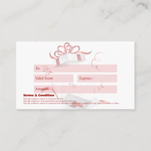 ギフト券$300 名刺 (裏面)