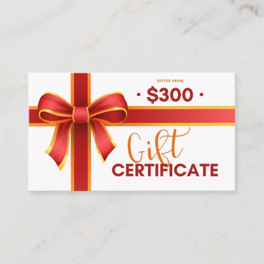 ギフト券$300 名刺 (正面)
