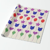 ギフト包装紙セットバルーンプリント ラッピングペーパー (アンロールド)