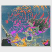 ギフト包装紙タイガー及び日本の花 ラッピングペーパー (フラット)