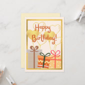 ギフト及び金ゴールドハートバルーン平誕生日 カード (正面/裏面インサイチュ)