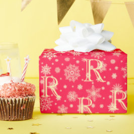 ギフト受けカスタムに雪片イニシャル ラッピングペーパー