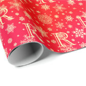 ギフト受けカスタムに雪片イニシャル ラッピングペーパー (ロールコーナー)
