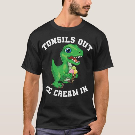 ギフト子供の扁桃腺の恐竜の扁桃切除 Tシャツ (正面)