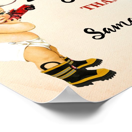 ギフト小さな消防士の赤ちゃんシャワーのサイン ポスター (角)