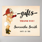 ギフト小さな消防士の赤ちゃんシャワーのサイン ポスター (正面)