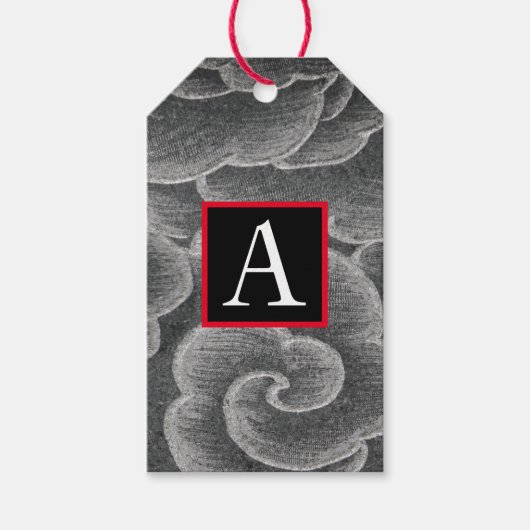 ギフト日本のラベル雲模様カスタムイニシャル ギフトタグ (正面)