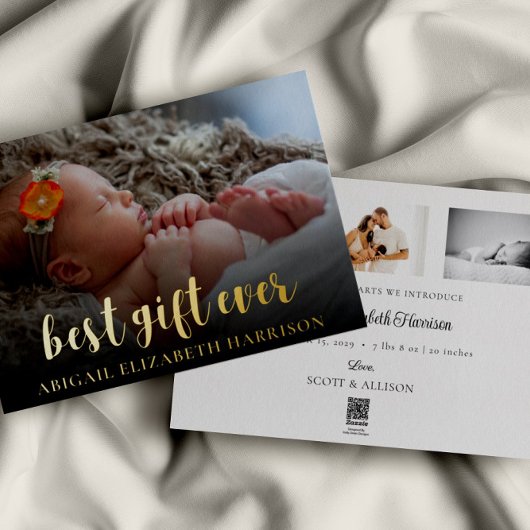 ギフト最高のエバー新生児写真クリスマスカード 箔シーズンカード