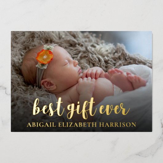 ギフト最高のエバー新生児写真クリスマスカード 箔シーズンカード (正面)